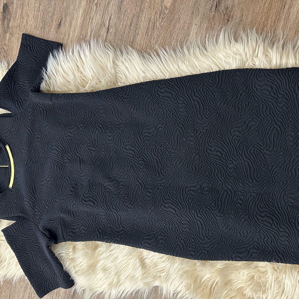 Michael Kors Black Textured Midi Dress